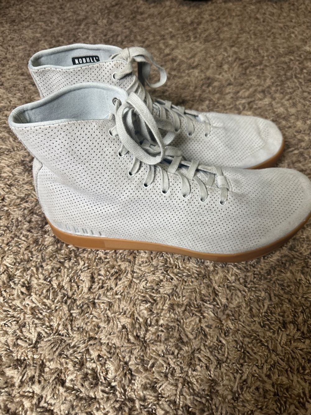 NOBULL High Top Trainers Men’s 11.5 Gray Perforated Suede Athletic Shoes